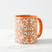 marokkanische Fliesen - orangefarbene und weiße Ta Tasse (VorderseiteRechts)