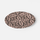 marokkanische Fliesen - rosa und schwarz Pappteller (Schrägansicht)