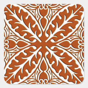 marokkanische Fliesen - Rostbraun und Weiß Quadratischer Aufkleber