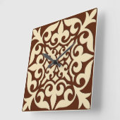 marokkanische Fliesen - schokoladenbraun und beige Quadratische Wanduhr (Winkel)