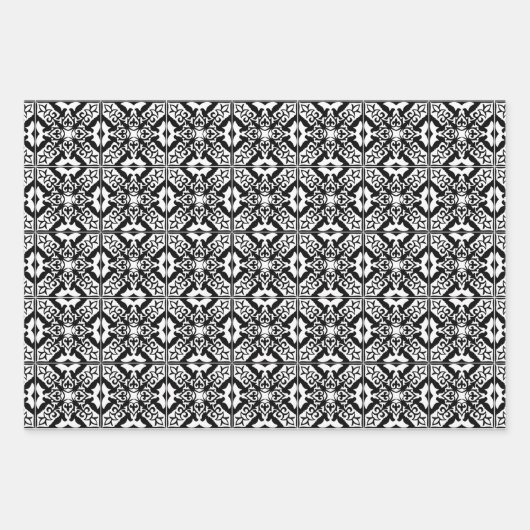 marokkanische Fliesen, Schwarz/Weiß, Orange, Jade Geschenkpapier Set (Vorderseite)