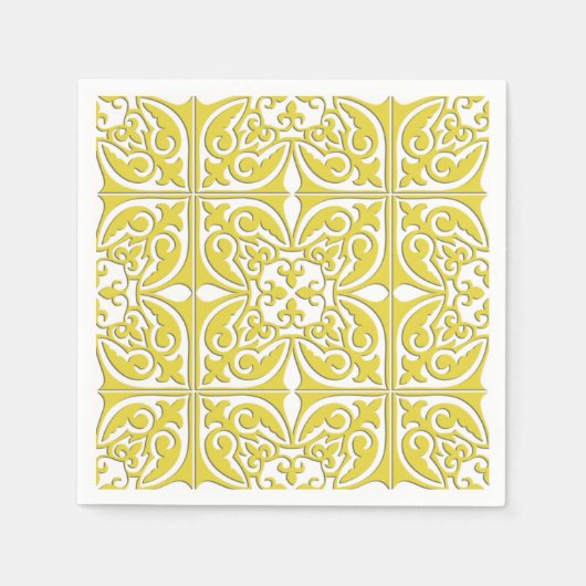 marokkanische Fliesen - Senfgelb und weiß Serviette (Vorderseite)