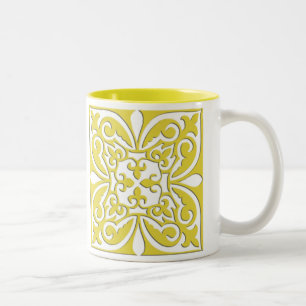 marokkanische Fliesen - Senfgelb und weiß Zweifarbige Tasse