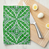 marokkanische Fliesen - smaragdgrün und weiß Handtuch (Viertel Falte)