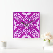 marokkanische Fliesen - tief orchid und rosa Quadratische Wanduhr (Zuhause)