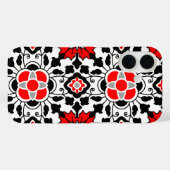 marokkanische Fliesen, tiefrot, schwarz und weiß Case-Mate iPhone Hülle (Rückseite (Horizontal))