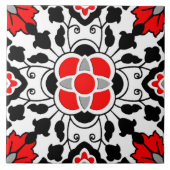 marokkanische Fliesen, tiefrot, schwarz und weiß Fliese (Vorderseite)