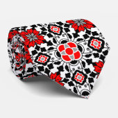 marokkanische Fliesen, tiefrot, schwarz und weiß Krawatte (Gerollt)