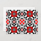 marokkanische Fliesen, tiefrot, schwarz und weiß Postkarte (Vorne/Hinten)