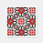 marokkanische Fliesen, tiefrot, schwarz und weiß Serviette (Vorderseite)