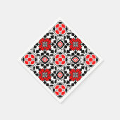 marokkanische Fliesen, tiefrot, schwarz und weiß Serviette (Ecke)