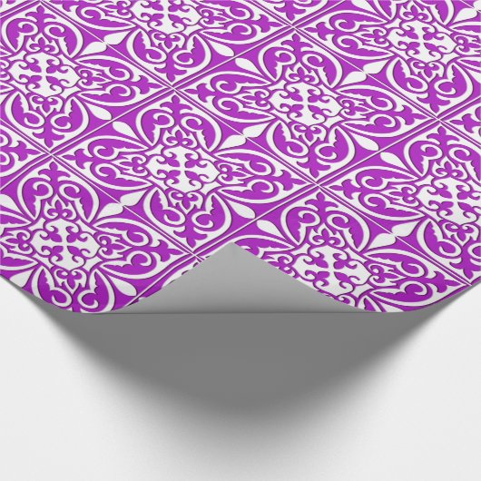 marokkanische Fliesen - violett lila und weiß Geschenkpapier (Ecke)