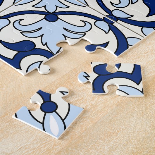 Marokkanische Fliesen: wunderschöne blaue Muster. Puzzle (Seite)