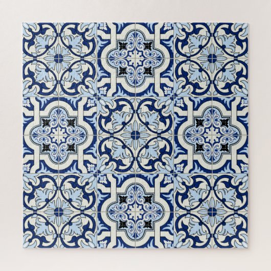 Marokkanische Fliesen: wunderschöne blaue Muster. Puzzle (Vertikal)