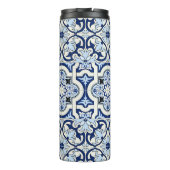 Marokkanische Fliesen: wunderschöne blaue Muster. Thermosbecher (Rückseite)