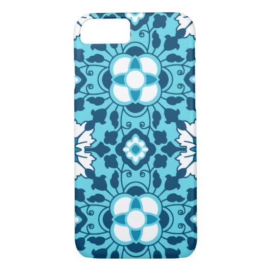 Marokkanische Flora, Indigo, Sky Blue und White Case-Mate iPhone Hülle (Rückseite)