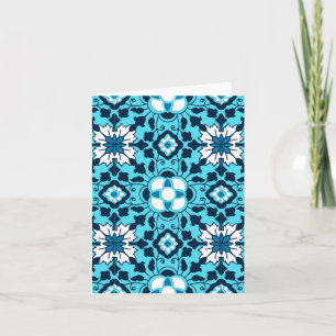 Marokkanische Flora, Indigo, Sky Blue und White Feiertagskarte
