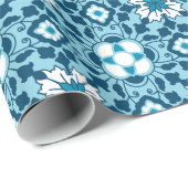 Marokkanische Flora, Indigo, Sky Blue und White Geschenkpapier (Rolleneckpunkt)