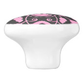 marokkanische florale Fliesen, Fuchsienrosa & Grau Keramikknauf (Seitenansicht)