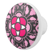 marokkanische florale Fliesen, Fuchsienrosa & Grau Keramikknauf (Rechts)