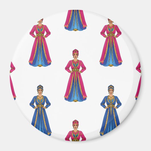 Marokkanische Frau im traditionellen Kleidungsmust Magnet (Vorne)