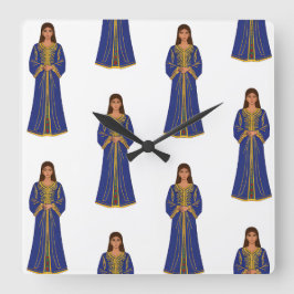Marokkanische Frau in Motiv Caftan Quadratische Wanduhr