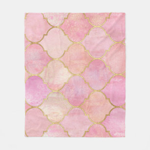 Marokkanische Goldline: Rosa Wasserfarbe Fleecedecke
