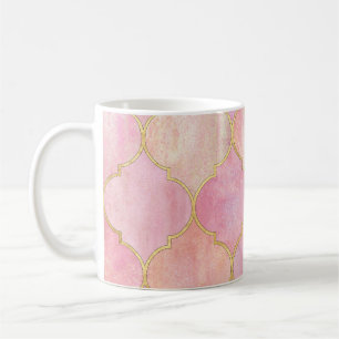 Marokkanische Goldline: Rosa Wasserfarbe Kaffeetasse