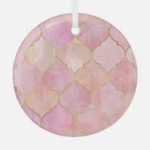 Marokkanische Goldline: Rosa Wasserfarbe Ornament Aus Glas