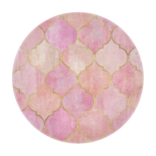 Marokkanische Goldline: Rosa Wasserfarbe Schneidebrett (Vorderseite)