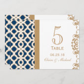 marokkanische Hochzeitsfeier in Marineblau und Gol Einladung (Vorne/Hinten)