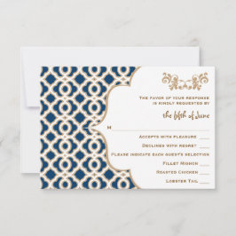 marokkanische Hochzeitskarten für Navy Blue und Go RSVP Karte