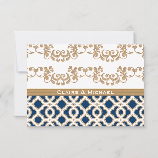 marokkanische Hochzeitskarten für Navy Blue und Go RSVP Karte (Rückseite)