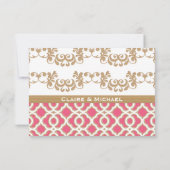 Marokkanische Hochzeitskarten in heißen Rosa und G RSVP Karte (Rückseite)