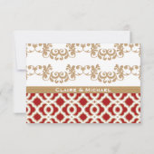 Marokkanische Hochzeitskarten in Rot und Gold RSVP Karte (Rückseite)