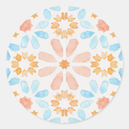 Marokkanische Kachel in pastellfarbenen Wasserfarb Runder Aufkleber