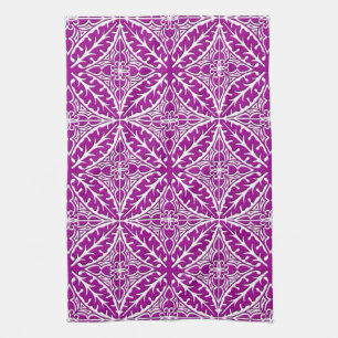 marokkanische Kacheln - Amethyste lila und weiß Geschirrtuch