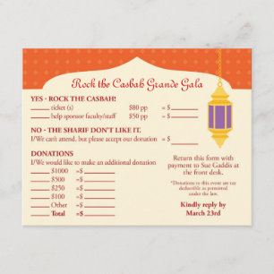 Marokkanische Lantern Fundraiser Gala RSVP Karte