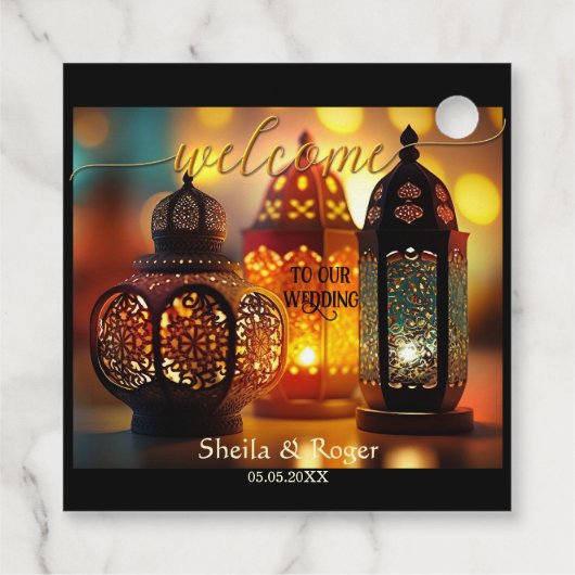 marokkanische Laternen Begrüßungsmarke Gastgeschen Geschenkanhänger (Rückseite)