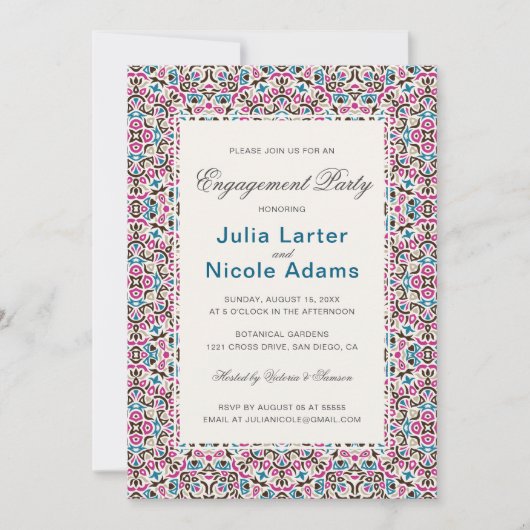 Marokkanische Lattice Geometrie Mandala Engagement Einladung (Vorderseite)