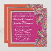 Marokkanische Mandarine & Fuchsia Hochzeitseinladu Einladung (Vorne/Hinten)