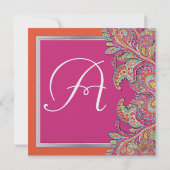 Marokkanische Mandarine & Fuchsia Hochzeitseinladu Einladung (Rückseite)