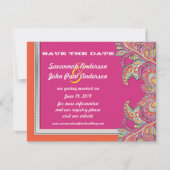 marokkanische Mandarine & Fuchsia Wedding Save the Einladung (Vorderseite)