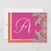 marokkanische Mandarine & Fuchsia Wedding Save the Einladung (Rückseite)