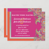 marokkanische Mandarine & Fuchsia Wedding Save the Einladung (Vorne/Hinten)