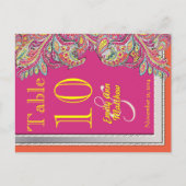 marokkanische Mandarine & Fuchsia Wedding Tischnum Postkarte (Vorderseite)