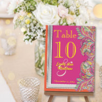 marokkanische Mandarine & Fuchsia Wedding Tischnum