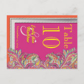 marokkanische Mandarine & Fuchsia Wedding Tischnum Postkarte (Rückseite)
