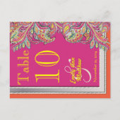 marokkanische Mandarine & Fuchsia Wedding Tischnum Postkarte (Vorderseite)