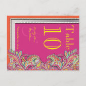 marokkanische Mandarine & Fuchsia Wedding Tischnum Postkarte (Rückseite)